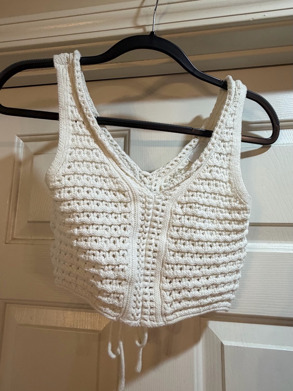 Crochet Knit Tank Top & Pant Set  - Off White